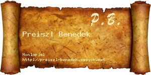 Preiszl Benedek névjegykártya